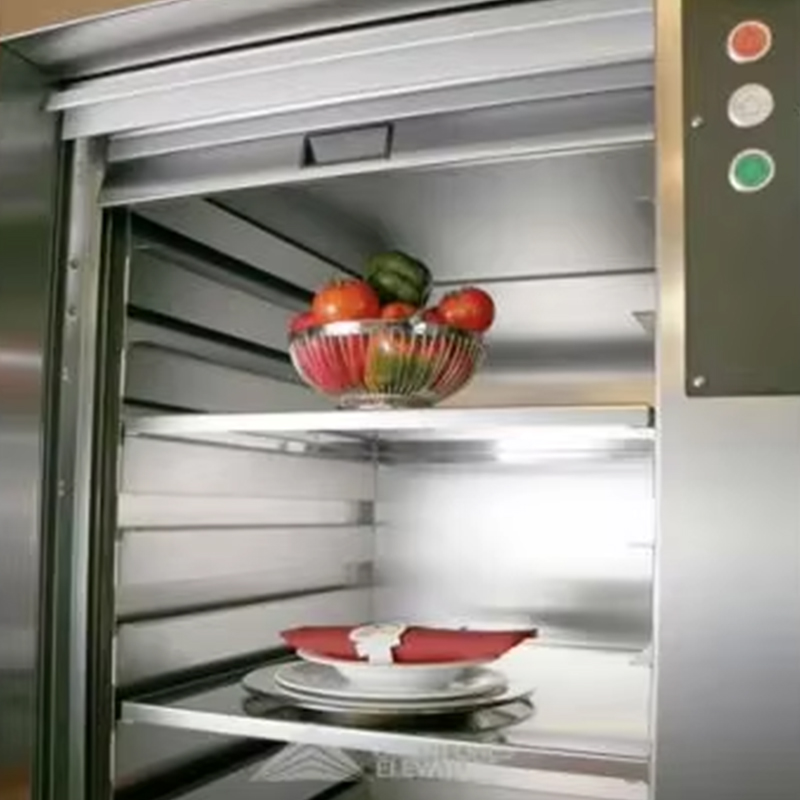 Ardaitheoir Dumbwaiter AC Leictreach VTEF108 le hUrlár PVC do Sheirbhís Cistine Bialann agus Óstáin