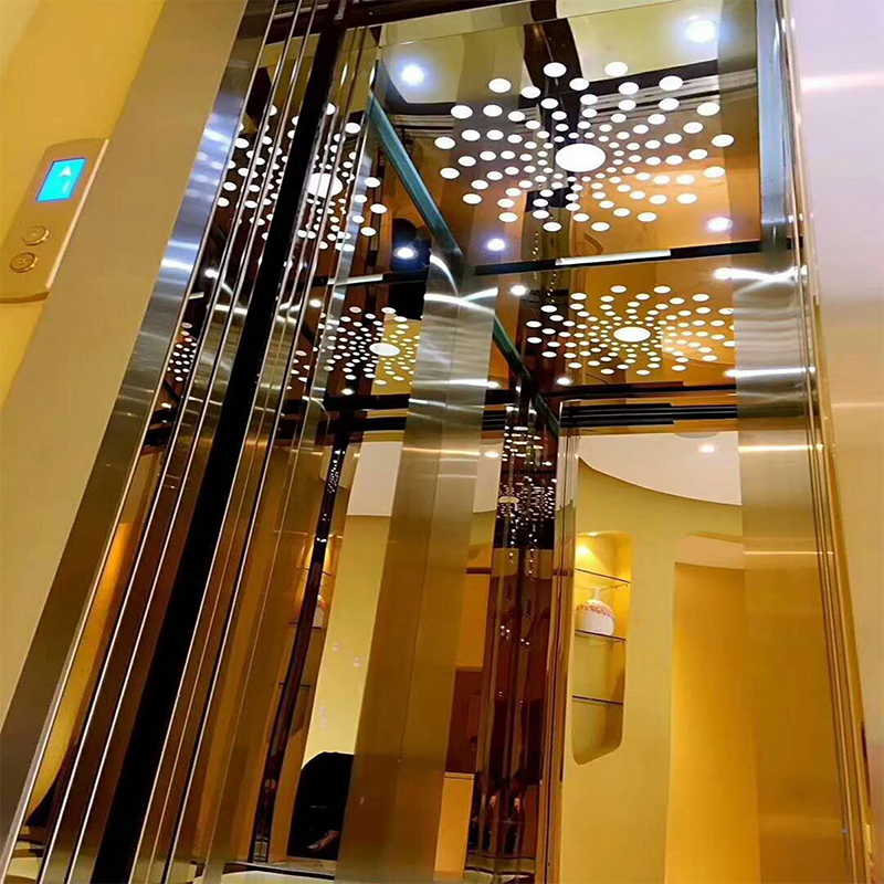 Páirteanna & Gabhálais Elevator VTSP136 Cábáin Ardaithe Paisinéirí le Soilsiú LED agus Maisiú Préimhe